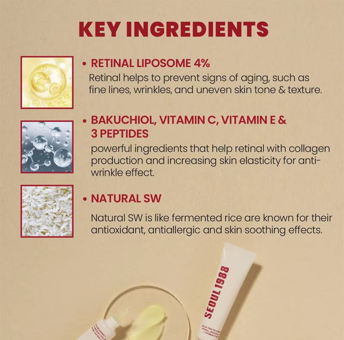 KSECRET Seoul 1988 Crème contour des yeux, liposome rétinien 4 %, haricot fermenté